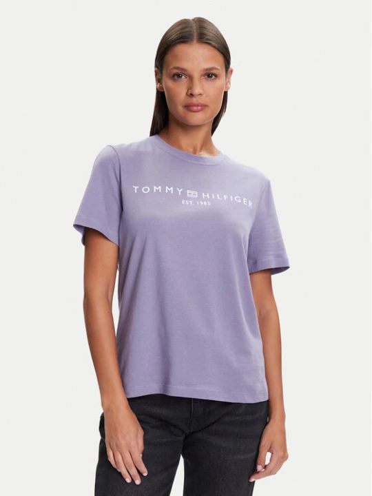 Zdjęcie produktu Tommy Hilfiger T-Shirt WW0WW40276 Fioletowy Regular Fit