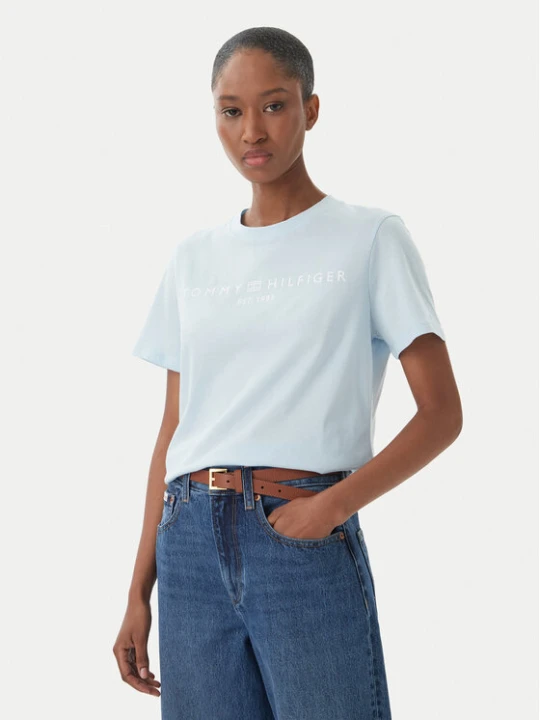 Zdjęcie produktu Tommy Hilfiger T-Shirt WW0WW40276 Niebieski jasny Regular Fit