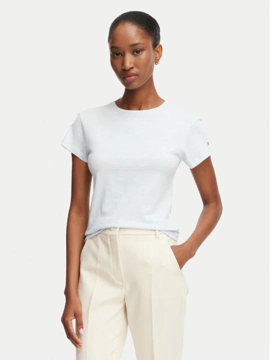 Zdjęcie produktu Tommy Hilfiger T-Shirt WW0WW48702 Niebieski jasny Slim Fit