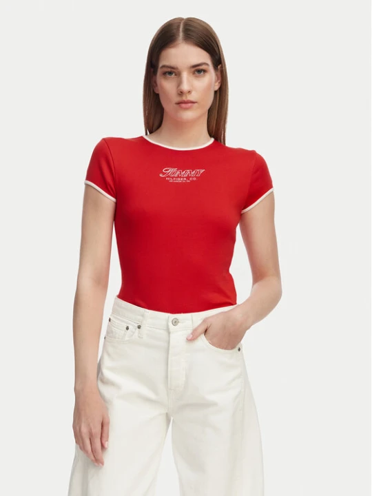 Zdjęcie produktu Tommy Hilfiger T-Shirt WW0WW49245 Czerwony Slim Fit