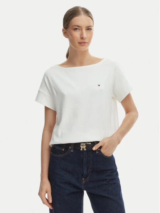 Zdjęcie produktu Tommy Hilfiger T-Shirt WW0WW49723 Écru Loose Fit Kremowy