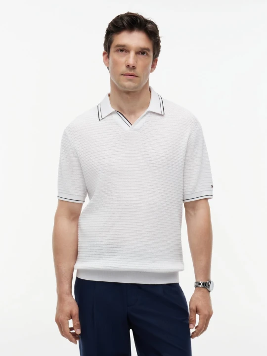 Zdjęcie produktu Tommy Hilfiger Tailored dzianinowa koszulka polo Mężczyźni Bawełna biały