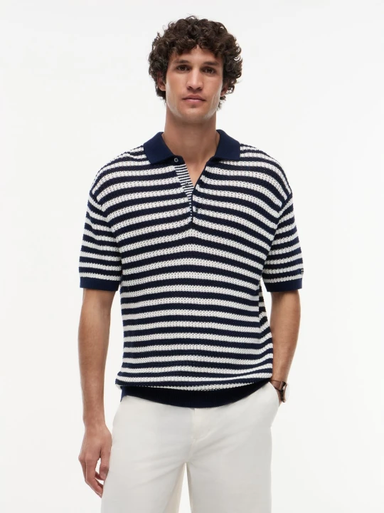 Zdjęcie produktu Tommy Hilfiger Tailored dzianinowa koszulka polo Mężczyźni drobna dzianina niebieski | wielokolorowy