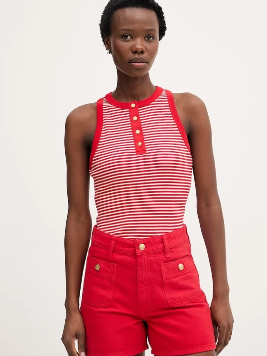 Zdjęcie produktu Tommy Hilfiger top damski bawełniany czerwony