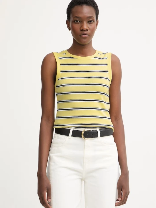 Zdjęcie produktu Tommy Hilfiger top damski bawełniany żółty