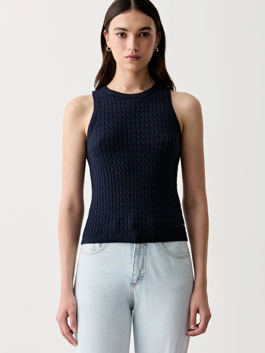 Zdjęcie produktu Tommy Hilfiger top damski bawełniany granatowy