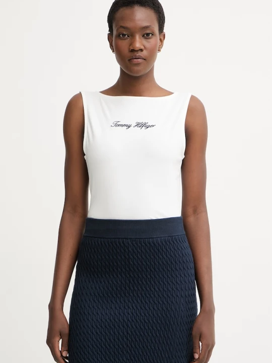 Zdjęcie produktu Tommy Hilfiger top damski bawełniany z elastanem biały