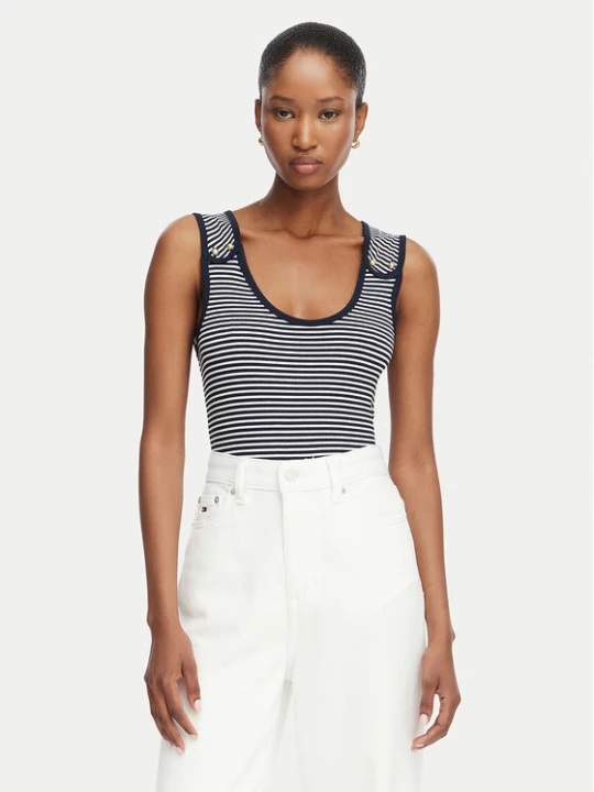 Zdjęcie produktu Tommy Hilfiger Top Gold Button WW0WW52112 Granatowy Slim Fit