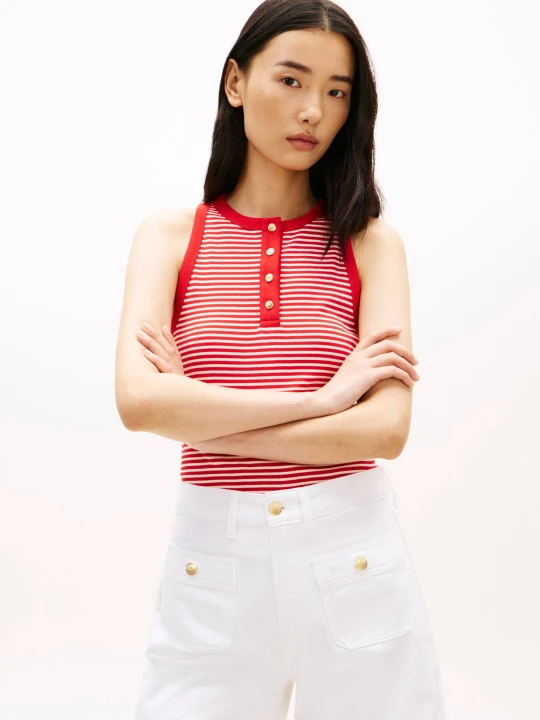 Zdjęcie produktu Tommy Hilfiger Top HENLEY | Slim Fit czerwony
