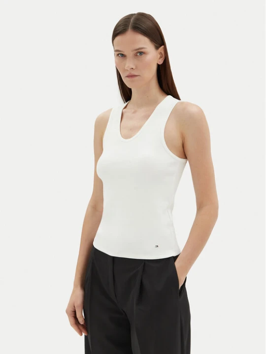 Zdjęcie produktu Tommy Hilfiger Top WW0WW44572 Écru Slim Fit Kremowy