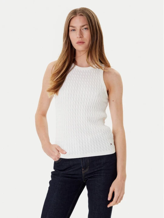 Zdjęcie produktu Tommy Hilfiger Top WW0WW45706 Écru Slim Fit Kremowy