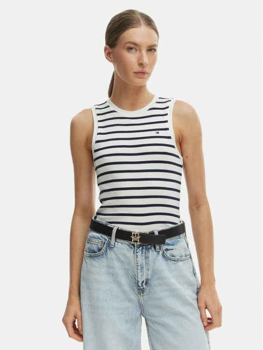 Zdjęcie produktu Tommy Hilfiger Top WW0WW47806 Écru Slim Fit Kremowy
