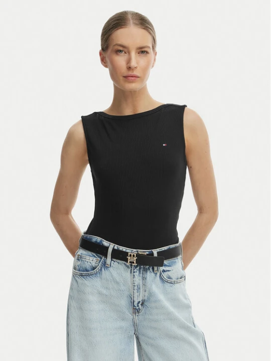 Zdjęcie produktu Tommy Hilfiger Top WW0WW47807 Czarny Slim Fit