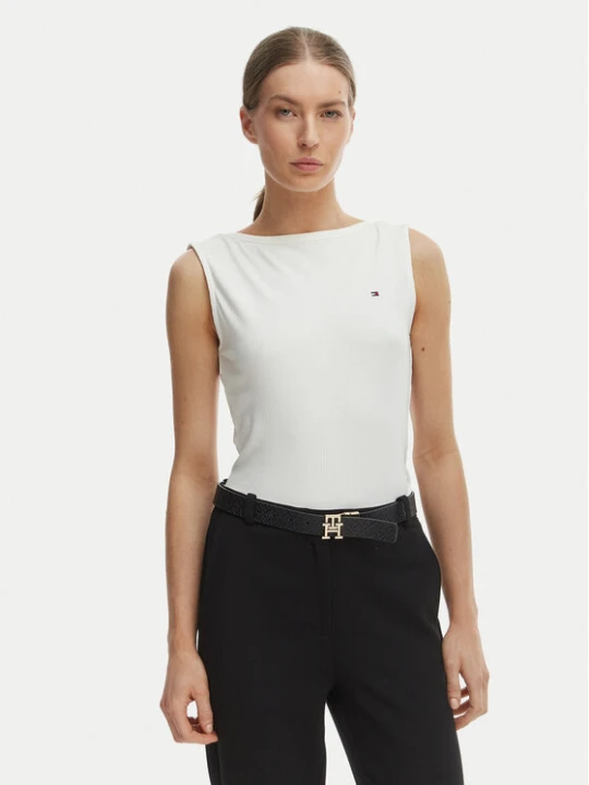 Zdjęcie produktu Tommy Hilfiger Top WW0WW47807 Écru Slim Fit Kremowy