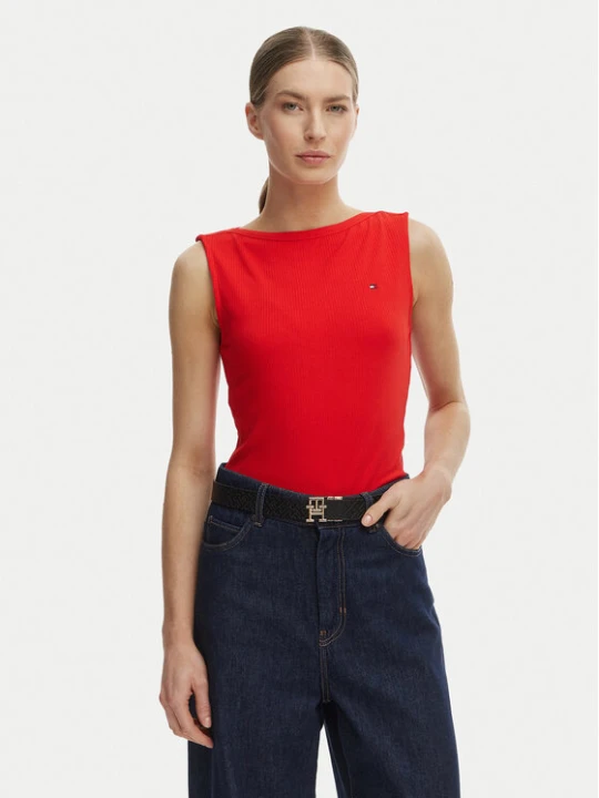 Zdjęcie produktu Tommy Hilfiger Top WW0WW47807 Pomarańczowy Slim Fit