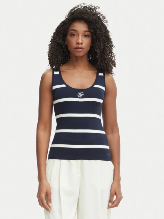 Zdjęcie produktu Tommy Hilfiger Top WW0WW48480 Granatowy Slim Fit