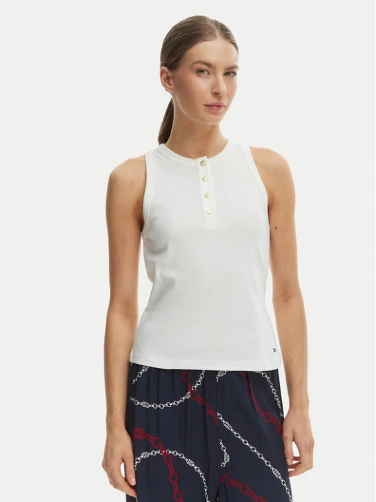 Zdjęcie produktu Tommy Hilfiger Top WW0WW49251 Écru Slim Fit Kremowy
