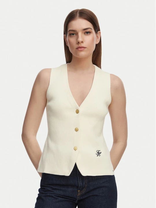 Zdjęcie produktu Tommy Hilfiger Top WW0WW49707 Beżowy jasny Slim Fit