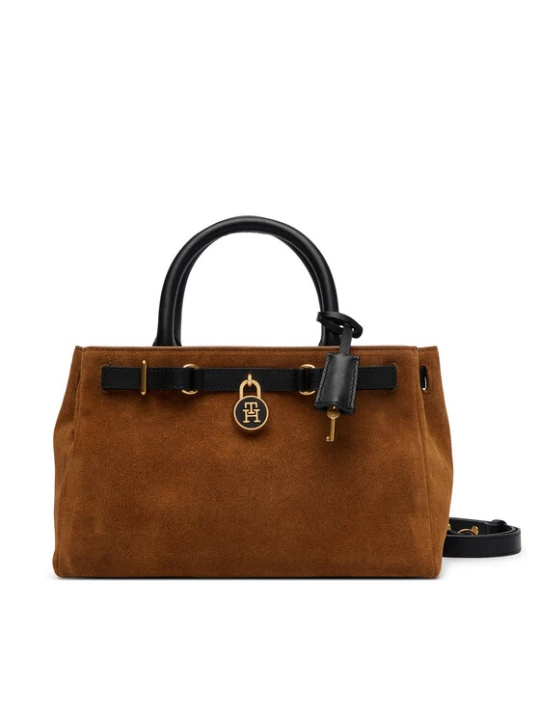 Zdjęcie produktu Tommy Hilfiger Torebka American Icon Mini Tote Suede Le AW0AW18202 Brązowy jasny