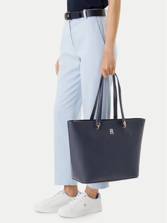 Zdjęcie produktu Tommy Hilfiger Torebka Emblem Shopper AW0AW15178 Granatowy