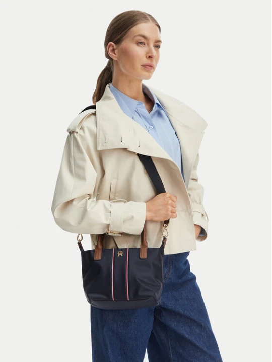 Zdjęcie produktu Tommy Hilfiger Torebka Popette Mini Tote Corp AW0AW17707 Granatowy