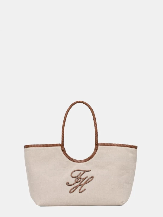 Zdjęcie produktu Tommy Hilfiger torebka shopper damska lniana SUMMER beżowy