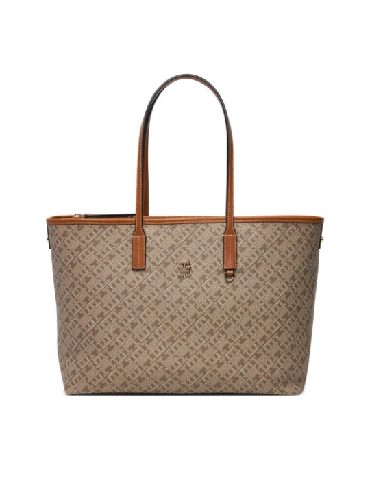 Zdjęcie produktu Tommy Hilfiger Torebka Th Monoplay Leather Tote AW0AW17416 Beżowy jasny