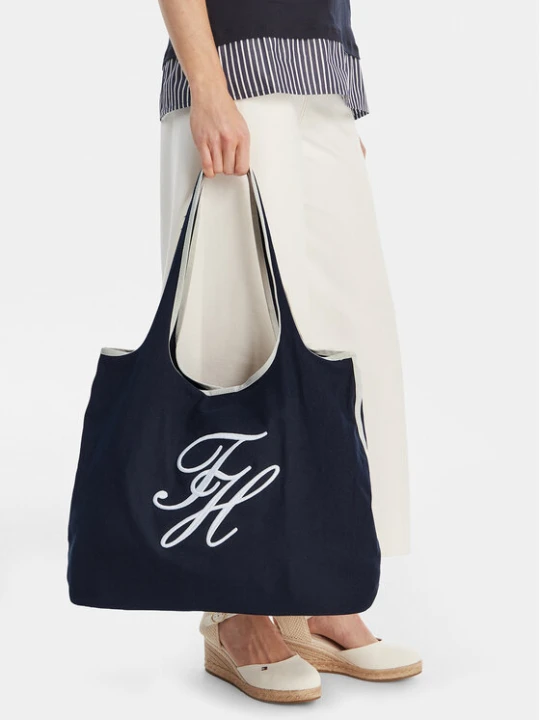 Zdjęcie produktu Tommy Hilfiger Torebka Th Summer Tote Canvas AW0AW18398 Granatowy
