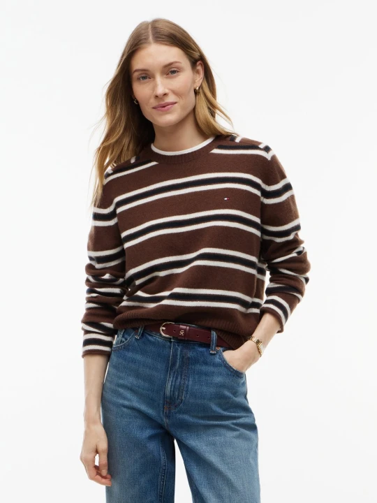 Zdjęcie produktu Tommy Hilfiger wełniana bluzka Kobiety Wełna brązowy