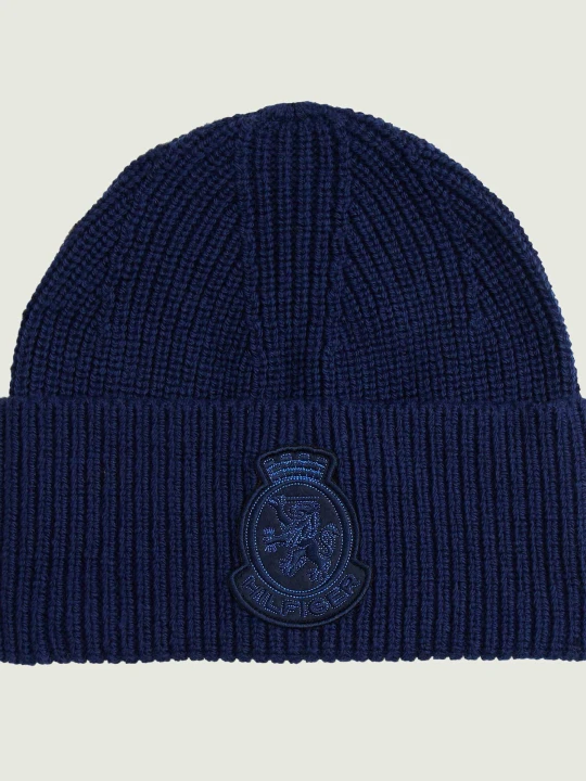 Zdjęcie produktu Tommy Hilfiger Wełniana czapka TH CREST | z dodatkiem kaszmiru granatowy