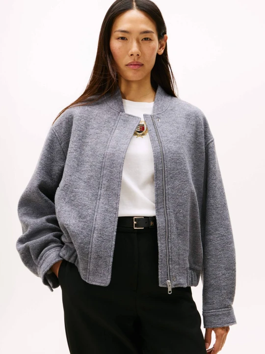 Zdjęcie produktu Tommy Hilfiger Wełniana kurtka bomber Bleecker | Regular Fit szary