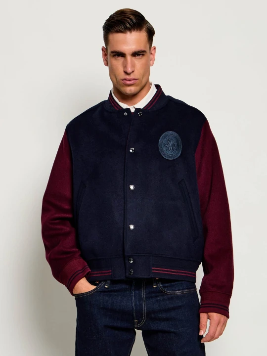 Zdjęcie produktu Tommy Hilfiger Wełniana kurtka bomber | Regular Fit | z dodatkiem kaszmiru granatowy