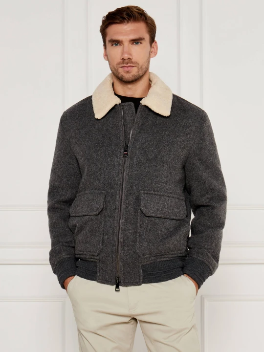 Zdjęcie produktu Tommy Hilfiger Wełniana kurtka | Regular Fit | shearling szary