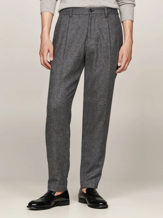 Zdjęcie produktu Tommy Hilfiger Wełniane Spodnie | Tapered fit szary