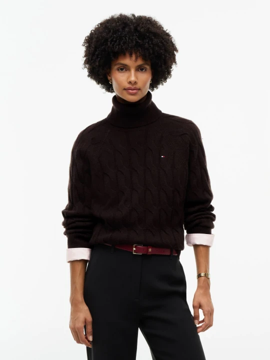 Zdjęcie produktu Tommy Hilfiger Wełniany golf | Loose fit brązowy