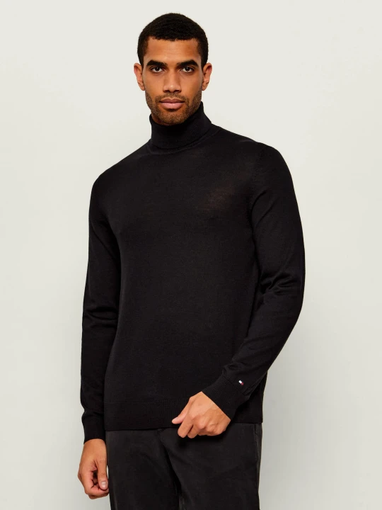 Zdjęcie produktu Tommy Hilfiger Wełniany golf | Regular Fit czarny