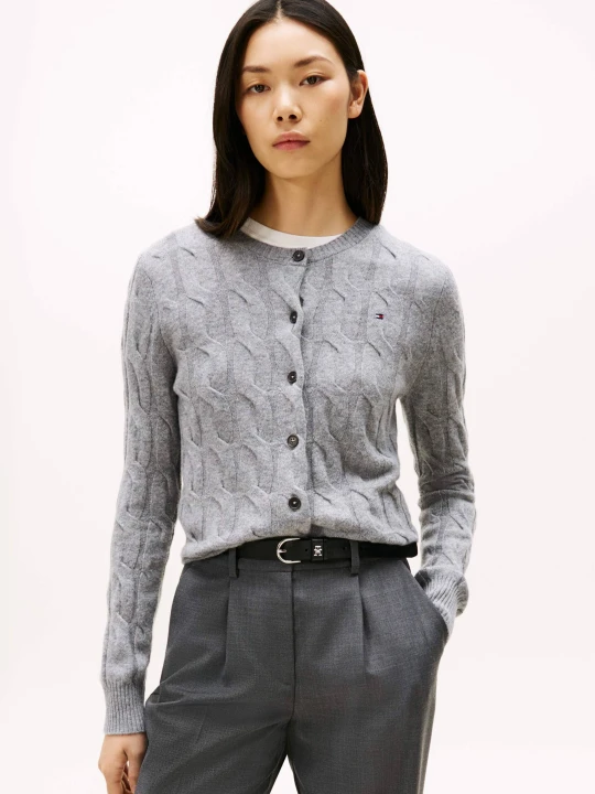 Zdjęcie produktu Tommy Hilfiger Wełniany kardigan | Regular Fit szary
