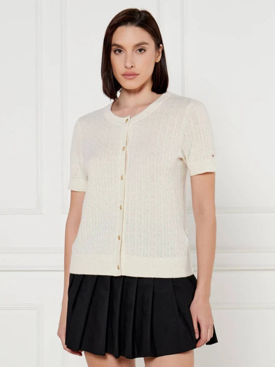 Zdjęcie produktu Tommy Hilfiger Wełniany kardigan | Regular Fit ecru