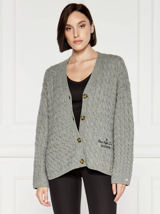 Zdjęcie produktu Tommy Hilfiger Wełniany kardigan | Regular Fit szary
