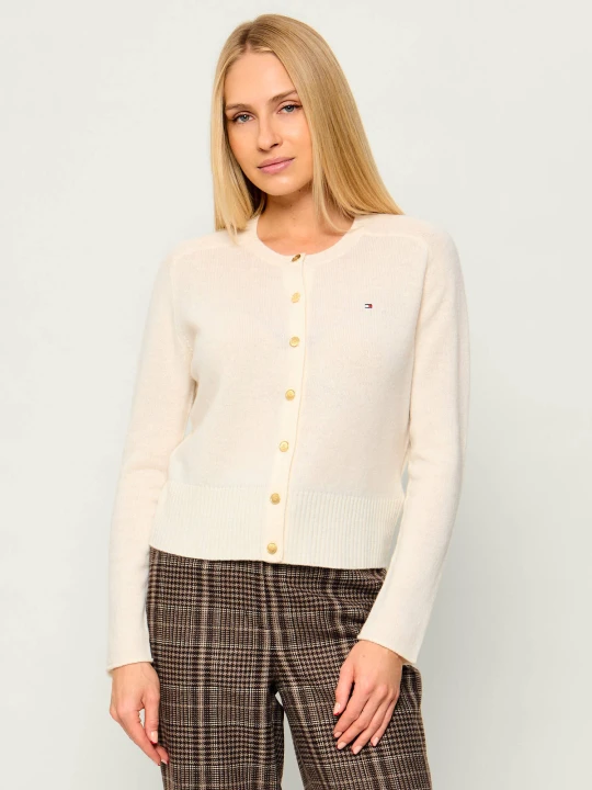 Zdjęcie produktu Tommy Hilfiger Wełniany kardigan | Slim Fit beżowy