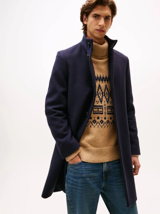 Zdjęcie produktu Tommy Hilfiger Wełniany płaszcz granatowy