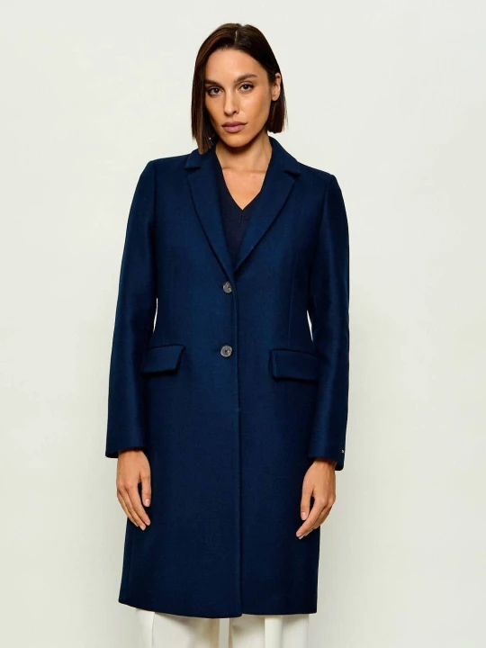 Zdjęcie produktu Tommy Hilfiger Wełniany płaszcz | z dodatkiem kaszmiru granatowy