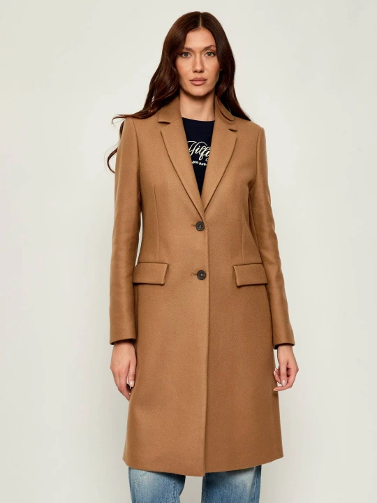 Zdjęcie produktu Tommy Hilfiger Wełniany płaszcz | z dodatkiem kaszmiru brązowy
