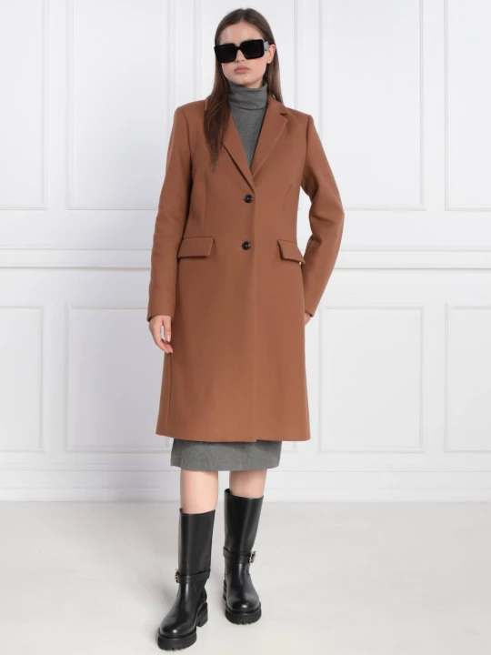 Zdjęcie produktu Tommy Hilfiger Wełniany płaszcz | z dodatkiem kaszmiru brązowy