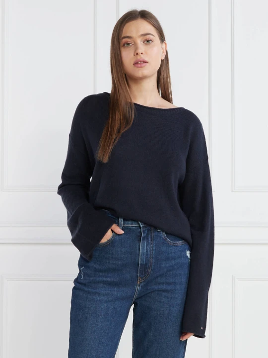 Zdjęcie produktu Tommy Hilfiger Wełniany sweter BOAT-NK | Relaxed fit granatowy