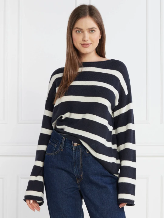 Zdjęcie produktu Tommy Hilfiger Wełniany sweter BOAT-NK | Relaxed fit granatowy