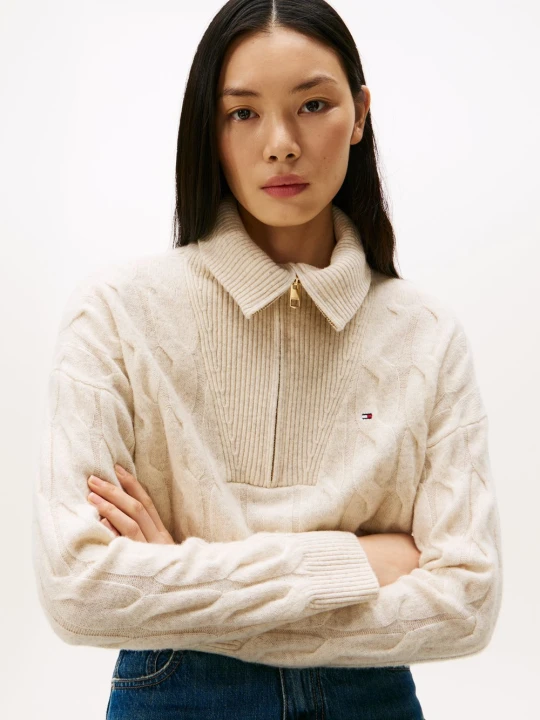 Zdjęcie produktu Tommy Hilfiger Wełniany sweter Kobiety Wełna biały