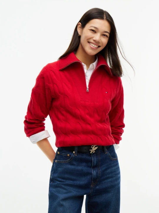 Zdjęcie produktu Tommy Hilfiger Wełniany sweter Kobiety Wełna czerwony