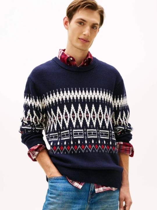 Zdjęcie produktu Tommy Hilfiger Wełniany sweter | Loose fit granatowy