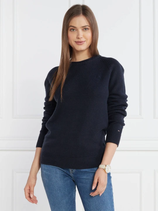 Zdjęcie produktu Tommy Hilfiger Wełniany sweter MID GG C-NK | Regular Fit granatowy